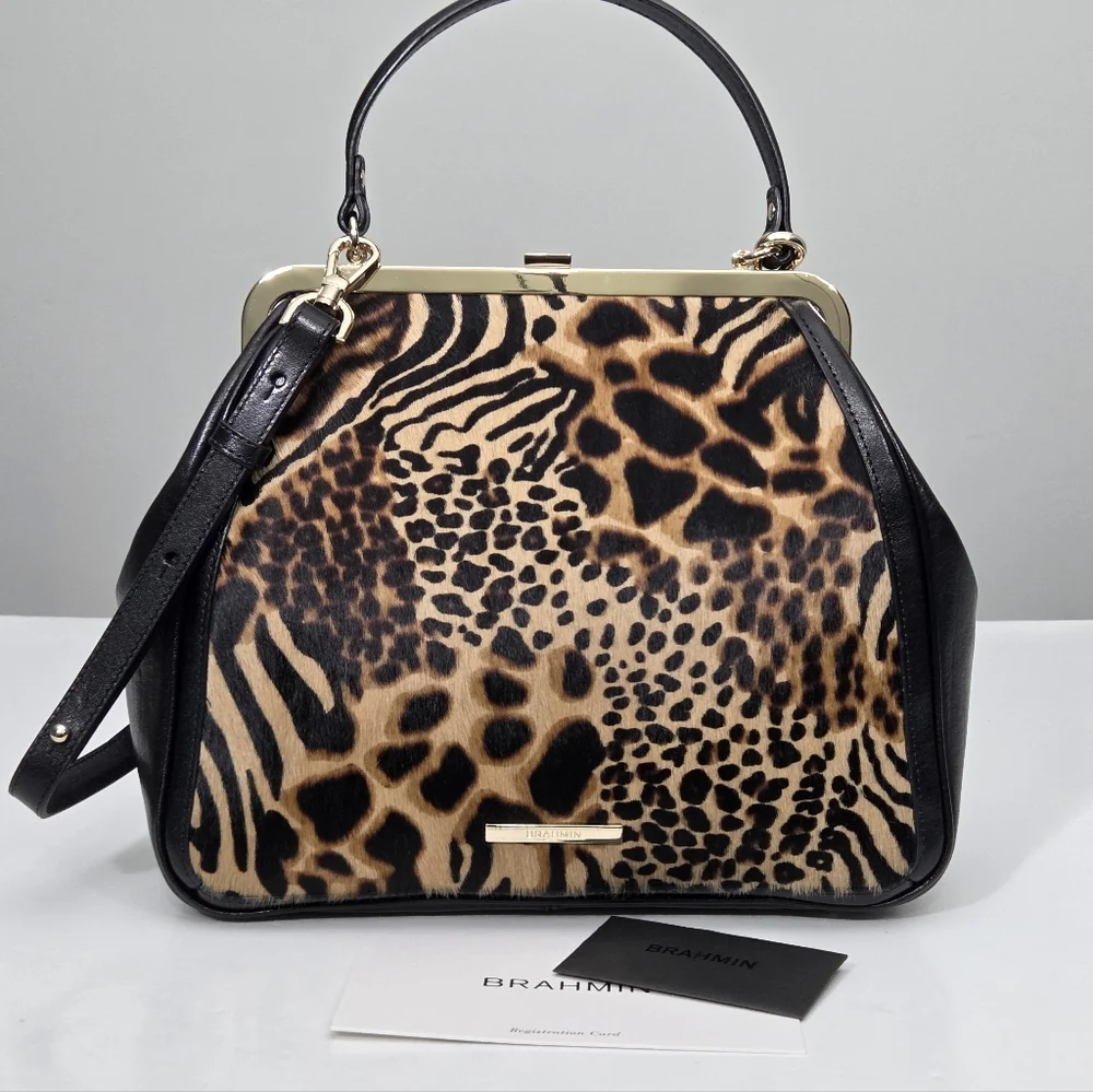LIKE NEW BRAHMIN EMMY SATCHEL BAG - NATURAL FONTELLA